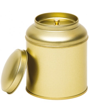 Lata para guardar infusiones o tés color dorado, 100gr.